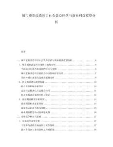 城市更新改造項(xiàng)目社會(huì)效益評(píng)估與商業(yè)利益模型分析