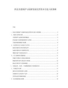 西北非遺保護與創新發展民營資本引進入軌策略