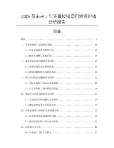 2026及未來5年外置按鍵項目投資價值分析報告