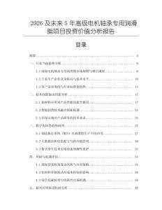 2026及未來5年高級電機軸承專用潤滑脂項目投資價值分析報告