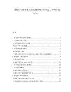 現(xiàn)代農(nóng)業(yè)服務(wù)市場(chǎng)深度調(diào)研及未來(lái)規(guī)劃與管理計(jì)劃探討