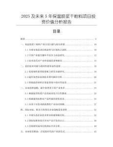 2025及未來5年保溫膠漿干粉料項目投資價值分析報告