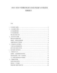 2025-2030中國數控機床行業技術進展與市場前景預測報告