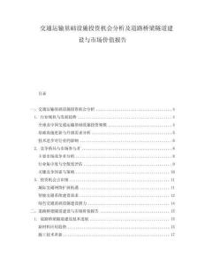 交通運輸基礎(chǔ)設(shè)施投資機會分析及道路橋梁隧道建設(shè)與市場價值報告