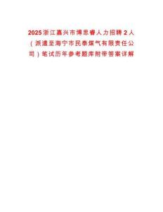 2025浙江嘉興市博思睿人力招聘2人（派遣至海寧市民泰煤氣有限責任公司）筆試歷年參考題庫附帶答案詳解
