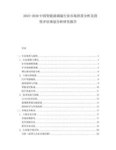 2025-2030中國智能玻璃鏡行業(yè)市場供需分析及投資評估規(guī)劃分析研究報告