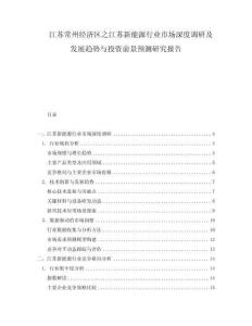 江蘇常州經濟區之江蘇新能源行業市場深度調研及發展趨勢與投資前景預測研究報告
