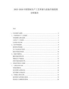 2025-2030中國型材生產工藝革新與設備升級投資分析報告