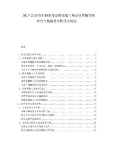 2025-2030保時捷跑車品牌高端市場定位營銷策略研究市場消費分析投資規劃