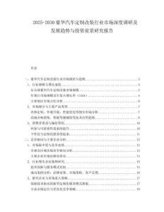 2025-2030豪華汽車定制改裝行業市場深度調研及發展趨勢與投資前景研究報告