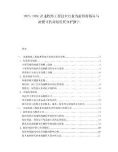 2025-2030高速鐵路工程技術(shù)行業(yè)當(dāng)前供需格局與融資評估規(guī)劃發(fā)展分析報告
