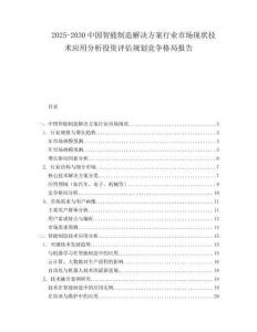 2025-2030中国智能制造解决方案行业市场现状技术应用分析投资评估规划竞争格局报告