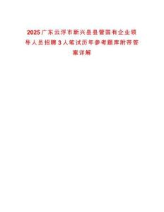 2025广东云浮市新兴县县管国有企业领导人员招聘3人笔试历年参考题库附带答案详解