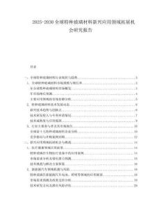 2025-2030全球特種玻璃材料新興應(yīng)用領(lǐng)域拓展機會研究報告