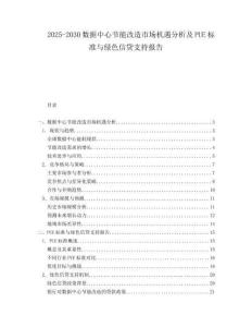 2025-2030數據中心節能改造市場機遇分析及PUE標準與綠色信貸支持報告