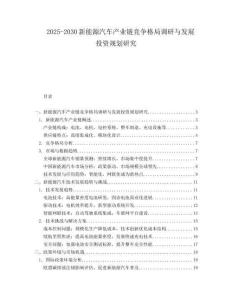 2025-2030新能源汽车产业链竞争格局调研与发展投资规划研究