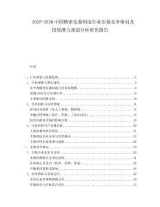 2025-2030中国精密仪器制造行业市场竞争格局及投资潜力规划分析研究报告