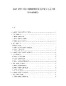 2025-2030中国电接触材料行业供应链优化及风险管理对策报告