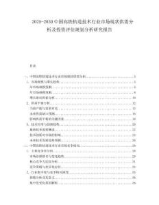 2025-2030中國高鐵軌道技術(shù)行業(yè)市場現(xiàn)狀供需分析及投資評估規(guī)劃分析研究報告