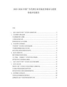 2025-2030中國廣告代理行業市場競爭格局與投資價值評估報告