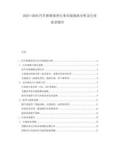 2025-2030汽車維修保養(yǎng)行業(yè)市場(chǎng)現(xiàn)狀分析及行業(yè)前景報(bào)告