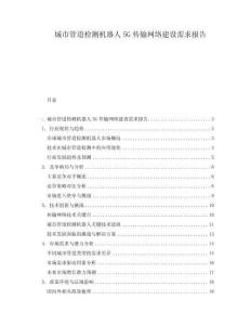 城市管道檢測(cè)機(jī)器人5G傳輸網(wǎng)絡(luò)建設(shè)需求報(bào)告