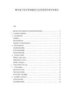 城市地下綜合管廊建設與運營投資價值評估報告
