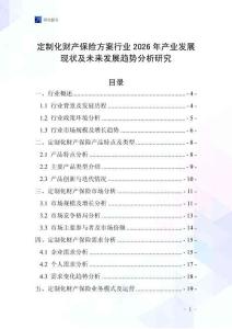 定制化財(cái)產(chǎn)保險(xiǎn)方案行業(yè)2026年產(chǎn)業(yè)發(fā)展現(xiàn)狀及未來發(fā)展趨勢分析研究