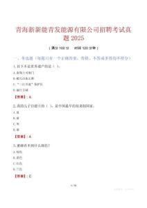 青海浙新能青發(fā)能源有限公司招聘考試真題2025