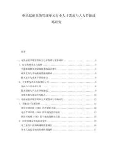電池儲能系統管理單元行業人才需求與人力資源戰略研究