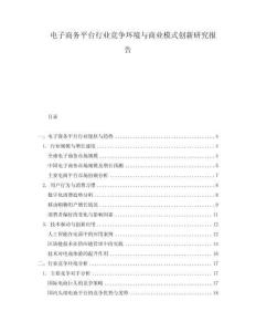 電子商務(wù)平臺行業(yè)競爭環(huán)境與商業(yè)模式創(chuàng)新研究報告