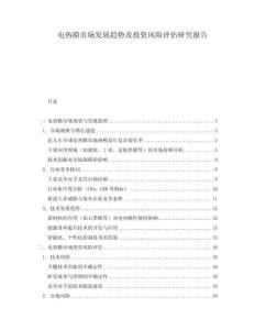 電熱膜市場發展趨勢及投資風險評估研究報告