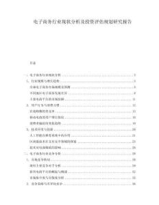 電子商務行業現狀分析及投資評估規劃研究報告