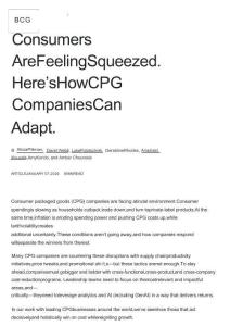 BCG -消費(fèi)者倍感壓力 消費(fèi)品公司可這樣調(diào)整應(yīng)對(duì) Consumers Are Feeling Squeezed. Here’s How CPG Companies Can Adapt