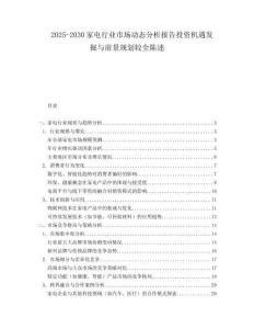 2025-2030家電行業(yè)市場(chǎng)動(dòng)態(tài)分析報(bào)告投資機(jī)遇發(fā)掘與前景規(guī)劃較全陳述