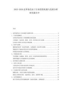 2025-2030皮革染色加工行業投資機遇與發展分析研究報告中