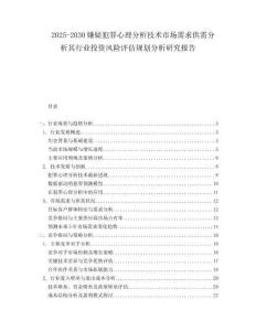 2025-2030嫌疑犯罪心理分析技術市場需求供需分析其行業投資風險評估規劃分析研究報告