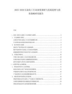 2025-2030石油化工行業深度調研與發展趨勢與投資策略研究報告