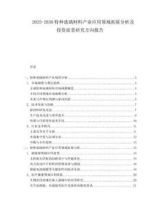 2025-2030特種玻璃材料產業應用領域拓展分析及投資前景研究方向報告