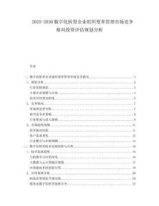 2025-2030數字化轉型企業組織變革管理市場競爭格局投資評估規劃分析