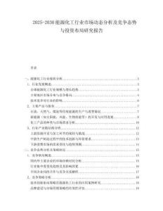 2025-2030能源化工行業(yè)市場(chǎng)動(dòng)態(tài)分析及競(jìng)爭(zhēng)態(tài)勢(shì)與投資布局研究報(bào)告