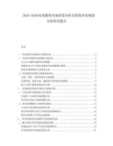 2025-2030時尚服飾市場供需分析及投資評估規劃分析研究報告