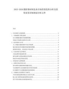 2025-2030攝影器材制造業市場供需趨勢分析及投資前景詳細規劃分析文件