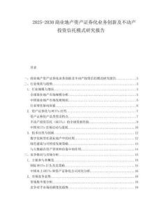 2025-2030商业地产资产证券化业务创新及不动产投资信托模式研究报告
