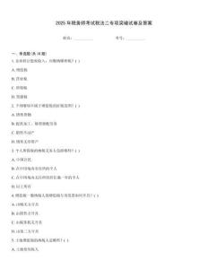 2025年稅務師考試稅法二專項突破試卷及答案