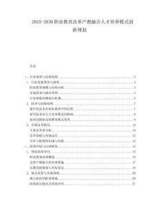 2025-2030职业教育改革产教融合人才培养模式创新规划