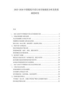 2025-2030中國煤炭開采行業市場現狀分析及供需調查研究