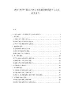 2025-2030中國公共醫療衛生服務體系改革與發展研究報告