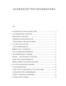 ESG投資理念在資產(chǎn)管理行業(yè)的實踐效果評估報告