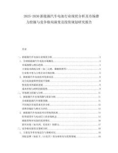 2025-2030新能源汽車電池行業現狀分析及市場潛力挖掘與競爭格局演變及投資規劃研究報告